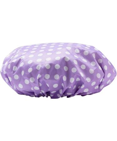 Eslite Waterproof Double Layers Shower Caps for Women - Pack of 4 (Purple White Dot) - Buy Online on GoSupps.com