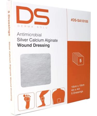 DERMA SOLU Silver Calcium Alginate Wound Dressing with Silver Sterile - 5 Dressings, 4 x 4 - Buy Online on GoSupps.com