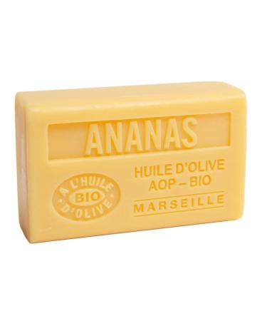 Savon de Marseille - Nourishing French Soap Made With Pure Organic Olive Oil and Shea Butter - Pineapple Fragrance - 125 Gram Bar