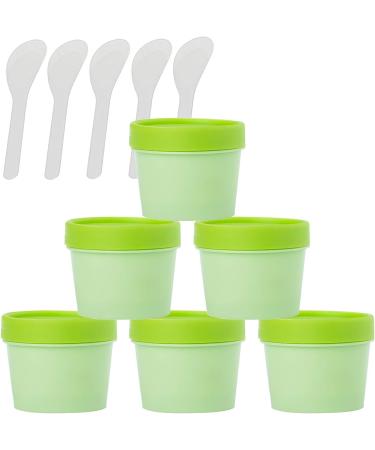 Plastic cosmetic jars empty jars 6 PC Empty 200ml Pink Facial Mask Wide Mouth Plastic Jars 200g Leakproof Cosmetic Pot Container with Lids with 6 PC Spatula (Color : Roze Size : 100ml) (Color : Gro 100ml Groen