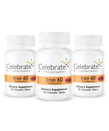 Celebrate Iron + C 60 mg chewable Berry - 90 Count 90 Count (Pack of 1)