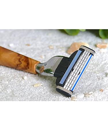 DOM Wet Razor with Olive Wood Handle Makalu - Precision M3 Blade for a Luxurious Shave | International Shipping Available - Buy Online on GoSupps.com