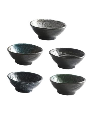 OUNONA 5 Pcs Seasoning Dish Ceramic Sauce Bowl Small Bowls for Dips Dipping Serving Bowls Sauce Dish Side Dish Small Sauce Ceramic Sauce Plate Japanese Mini Ceramics Vinegar re-usable 9X9X3.5CM Assorted Color