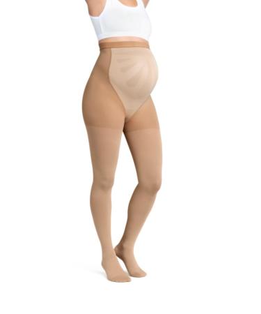 Jobst pregnancy tights opaque compressionails high tights closed toe area 20-30 mmHg moderate support for swollen legs during pregnancy M caramel