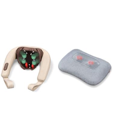 Beurer MG 153 Neck massage device & MG 145 massage cushions back-neck massager for a relaxing Shiatsu massage heat function 4 massage heads gray 34 x 23 cm kneading massage bundle with massage pillow