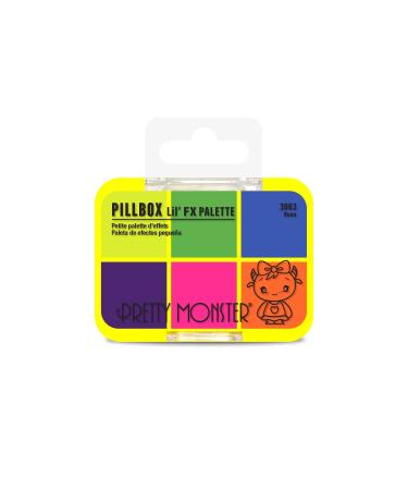 Pretty Monster Pillbox Compact Face Body Paint with Brush | 6 Professional Colors for Halloween Cosplay Party Theater Stage Makeup for Adult Kids (Neon)