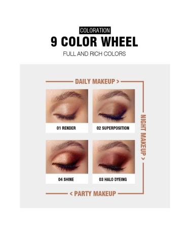 Quxunzzz 9Colorful Eyeshadow Palette - Matte & Shimmer Glitter, Waterproof & Long Lasting - Set B - Buy Online on GoSupps.com