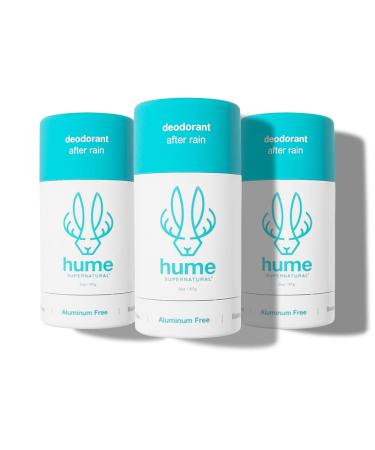 Hume Supernatural Aluminum Free Deodorant for Women & Men - Safe for Sensitive Skin - Probiotic Plant-Based Baking Soda Free Aloe & Cactus Flower Anti Sweat Stain & Odor - After Rain 3-Pack After Rain - 3-Pack