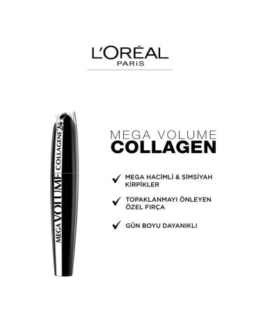 L'Or al Paris Mega Volume Collagene 24h Mascara - Black | Achieve Mega Voluminous Eyelashes | 9 ml - 1 Pack - Buy Online on GoSupps.com