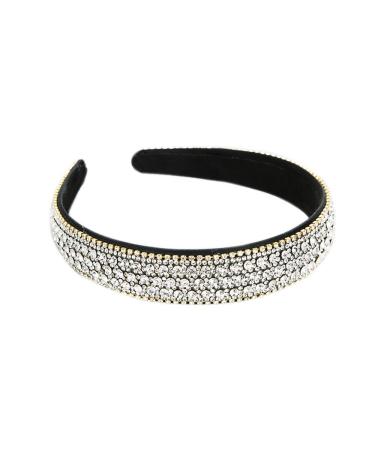 Crystal Rhinestone Headbands for Women Plastic Wide Bling Glitter Headband Wide Hairbands Party Wedding Headpiece Hair Accessories (hairband_1WhiteCry)