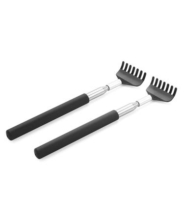 Marvolia 2 Pack Back Scratchers Telescoping Metal Back Scratcher for Adults with Odorless TPR Rubber Grip - Black