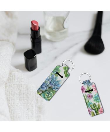 FREEBLOSS 2 Pack Lip Balm Holder Keychain - Succulent Plants Pattern | Perfect Chapstick & Lip Gloss Holders | Ideal Gift for Women & Friends - Buy Online on GoSupps.com
