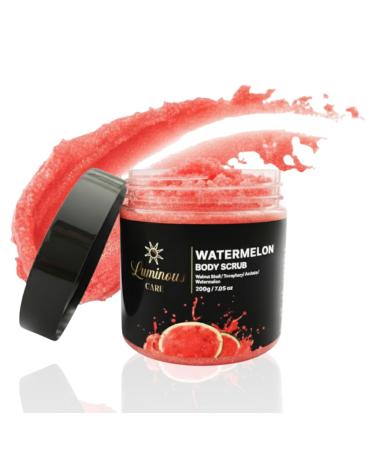 Luminous Care Watermelon Exfoliating Body Scrub Sea Salt Walnut & Pecan Shell Natural Exfoliant with Vitamin E Niacinamide & Trehalose Smoothes Brightens & Hydrates Skin 200 g Jar