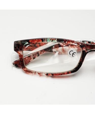 Koosufa Women's Floral Reading Glasses - Retro Designer Anti-Fatigue Rectangular Styles | Strengths 1.0 to 4.0 | 4 Color Set - Buy Online on GoSupps.com