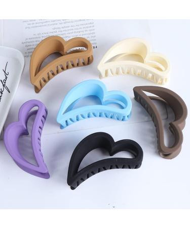 Medium Hair Clips WNSICIKO Heart Shaped Claw Clips for Women Strong Hold Nonslip Hair Claw Clips for Thin Hair Curly Hair and Thick Hair 6 PCS Hair Clips A-6Pack