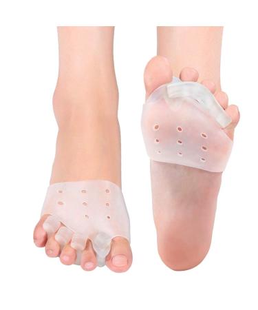 Gel Toe Separators 2 Pair Toe Spacers Toe Sleeve Corrector with Metatarsal Pads Forefoot Cushion Prevent Callus