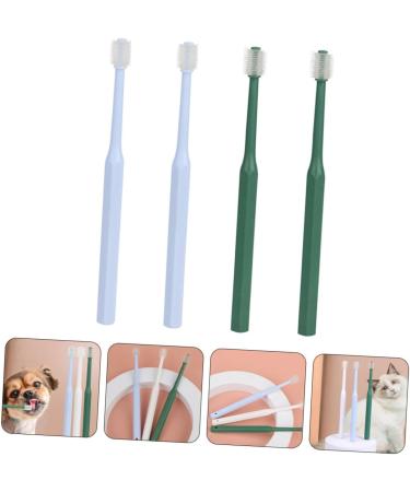 GRIRIW 4pcs Toothbrush Tufting Kit Pet Kitten Supplies Cat Toothpaste and Brush Kit Puppy Tufted Plastic - Buy Online on GoSupps.com