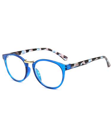 Ery fashion reading glasses anti-blue light-progressive multifocal reader for men and women HD printing picture reading glasses with spring hinges blue +2.00 +2.00 Blue blue