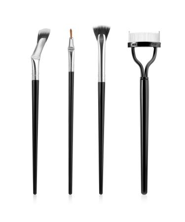 simarro 4Pcs Eyelash Brush Makeup Brush Set Angle Brush Fan Angle Brush Straight Brush Steel Ruler Comb for Natural Lifted Eyelash Separator Eyebrow Applicator Portable Makeup Brush for Women Girl