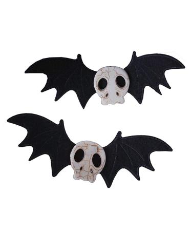 Dark Gothic Skull Bat Hair clips Edge clip Hairpin Fit For Cosplay Party Hallowmas A Pair bat skull 2 Count (Pack of 1)