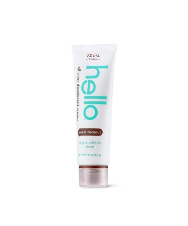 hello All Over Sweet Coconut Deodorant Cream Aluminum Free Deodorant Cream for Pits Privates + More Offers 72 Hours of Freshness Safe for Sensitive Skin Vegan 1 Pack 3 Oz Tube Sweet Coconut 3 Ounce (Pack of 1) - Buy Online on GoSupps.com