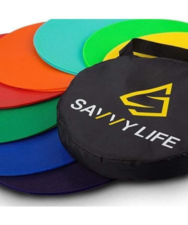 Savvy Life Poly Spot Markers - Set of 16 Multi-Colored Vinyl Spot Indicators for PE Activities - 10 Inch Non-Skid Floor Spots for Sports Training - Buy Online on GoSupps.com