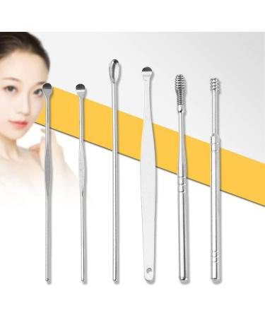 Xinsany 6Pcs Set Stainless Steel Ear Wax Remover Pickers - Earpick Curette Cleaner Spoon for Ear Care - Buy Online on GoSupps.com