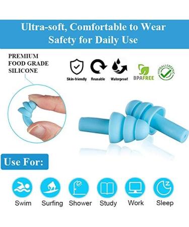 iMapo 6 Pairs Reusable Waterproof Earplugs Silicone Swimming Ear plugs Noise Cancelling Sound Blocking for Sleeping Snoring Plane Shooting Work Travel with Carry Case 6 Assorted Colors - Buy Online on GoSupps.com