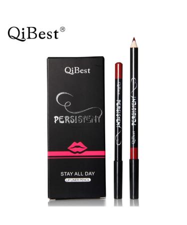 QiBest Waterproof 12 Colors Lip Liner Lipstick Pen - Genuine Makeup for Natural Look - Easy to Mix and Match - Fashion Black Rod Design - Buy Online on GoSupps.com