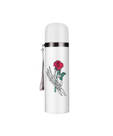 Rose Flower in Skeleton Hand Insulated Water Bottle 19 OZ Stainless Steel Travel Mug For Drink Sports Camping Hiking Outdoors