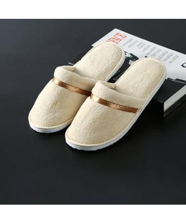 Teceyfeet 6 Pairs Disposable Hotel Slippers Set - Anti-Slip Terry Travel Shoes in Black & Beige | Perfect for Hotels & Swimming - Buy Online on GoSupps.com