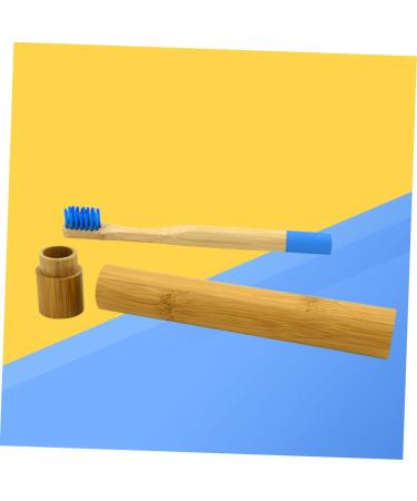 Eco-Friendly Wooden Toothbrush with Round Handle - Blue Bristles | 1 Pack - Ideal for Sustainable Oral Care - Buy Online on GoSupps.com
