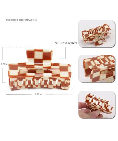 Multicolored Checkered Hair Claw Clip for Thick Hair - YOEMAYUNER (Kaffee) - Buy Online on GoSupps.com