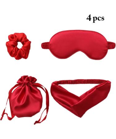 Breathable Solid Color Eye Shade Set with Soft Faux Silk Sleeping Face Cover Scrunchy Hair Band and Lightweight Eye Cover Bag - Buy Online on GoSupps.com