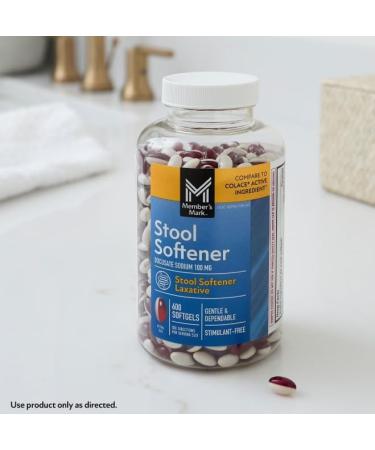 Members Mark Stool Softener Softgels 100 mg (600 Count.) Gentle Stimulant-Free Digestive Comfort Support Easy-to-Swallow - Buy Online on GoSupps.com