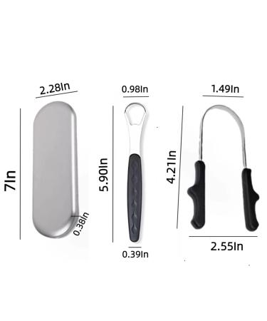 Metal Tongue Scraper (2 Pack) with Case for Adults, Men, Women & Children - Oral Care Tool to Reduce Bad Breath - Buy Online on GoSupps.com