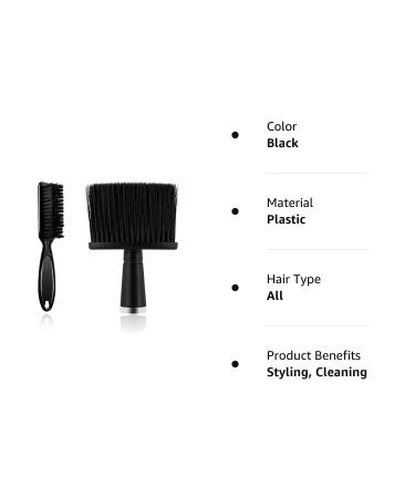 Barber Brush Set: 2 Pieces with Blade Cleaning, Neck Duster & Clipper Styling Tool - Black - Buy Online on GoSupps.com