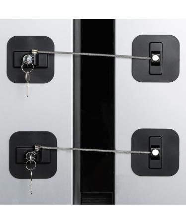 Fridge Lock,2 Pack Refrigerator Lock with Keys,Freezer Lock and Child Safety Cabinet Lock (Fridge Lock-Black)