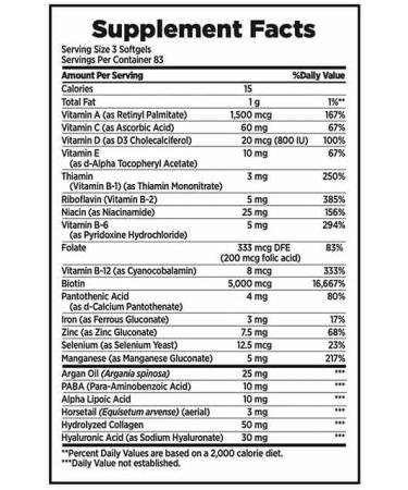 Generic Nature s-Bounty Hair  Skin and Nails 5000 mcg - 250 Softgels - Buy Online on GoSupps.com