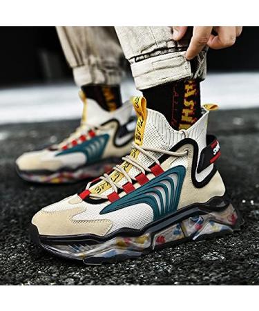 LZDZN Men's High Top Basketball Sneakers - Black/Beige/Grey - Size 9.5 - Buy Online on GoSupps.com