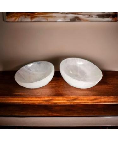 Selenite Charging Bowl - Handmade Crystal Round Plate for Energy Cleansing and Healing - 8 cm - Buy Online on GoSupps.com