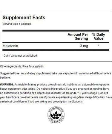 Swanson Melatonin 3 mg - 60 Capsules | Natural Sleep Aid & Restful Sleep Support - Buy Online on GoSupps.com
