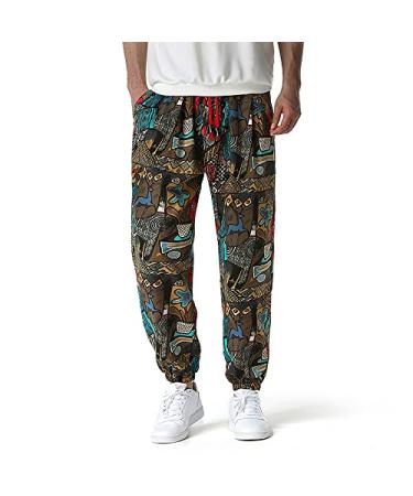Mens Harem Pants Floral Paisley Print Casual Cotton Streetwear Hippie Yoga Pants Large 6