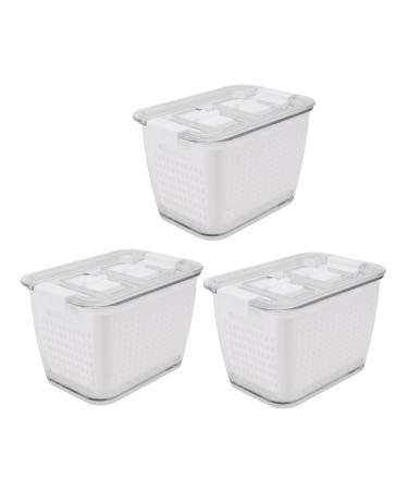 Mipcase Plastic Washing Basket Fridge Food Container 3pcs Fridge Food Drainage Box Convenient Practical Food Sealing Box Kitchen Food Box Vegetables Colanders Strainers