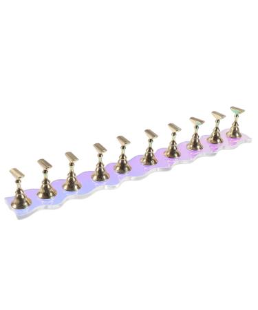Ipetboom 1 Set False Nails Display Holder Nails Practice Nails Tips Practice Stand Press on Nails Holder Nail Holder Nail Tips Practice Holder Nail Display Stand Holder Metal Aurora Acrylic