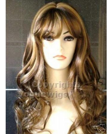 Forever Young Long Chocolate Brown and Honey Blonde Number 12B/149B Ladies Wavy Style Hi-Light Fashion Wig
