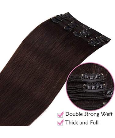 SEGO Clip-In Hair Extensions - 100% Remy Real Hair Dark Brown #2 56 cm (160g) - Partial Set for Full Volume - Buy Online on GoSupps.com