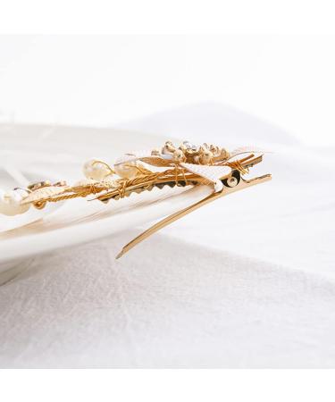 JUSTUSNX Gold Bride Flower Hair Accessories Pearl Crystal Headpiece Wedding Hair Pins Bridal Hair Piece for Women and Girls - Buy Online on GoSupps.com