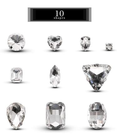 TANOSII Sew on Rhinestones 100 PCS - Mixed Shapes Glass Crystal Gems for Jewelry Crafts - White - Buy Online on GoSupps.com