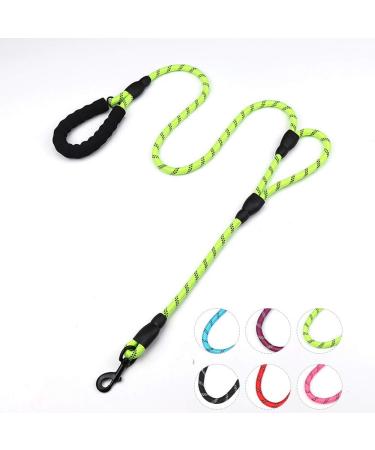 DDSCOLOUR Heavy Duty Dog Leash 5-6ft Long with Double Traffic Handle Reflective Perfect for Medium Large Dog Leash Strong Double Handle Lead Greater Control Safety Training (Green) 6ft Green